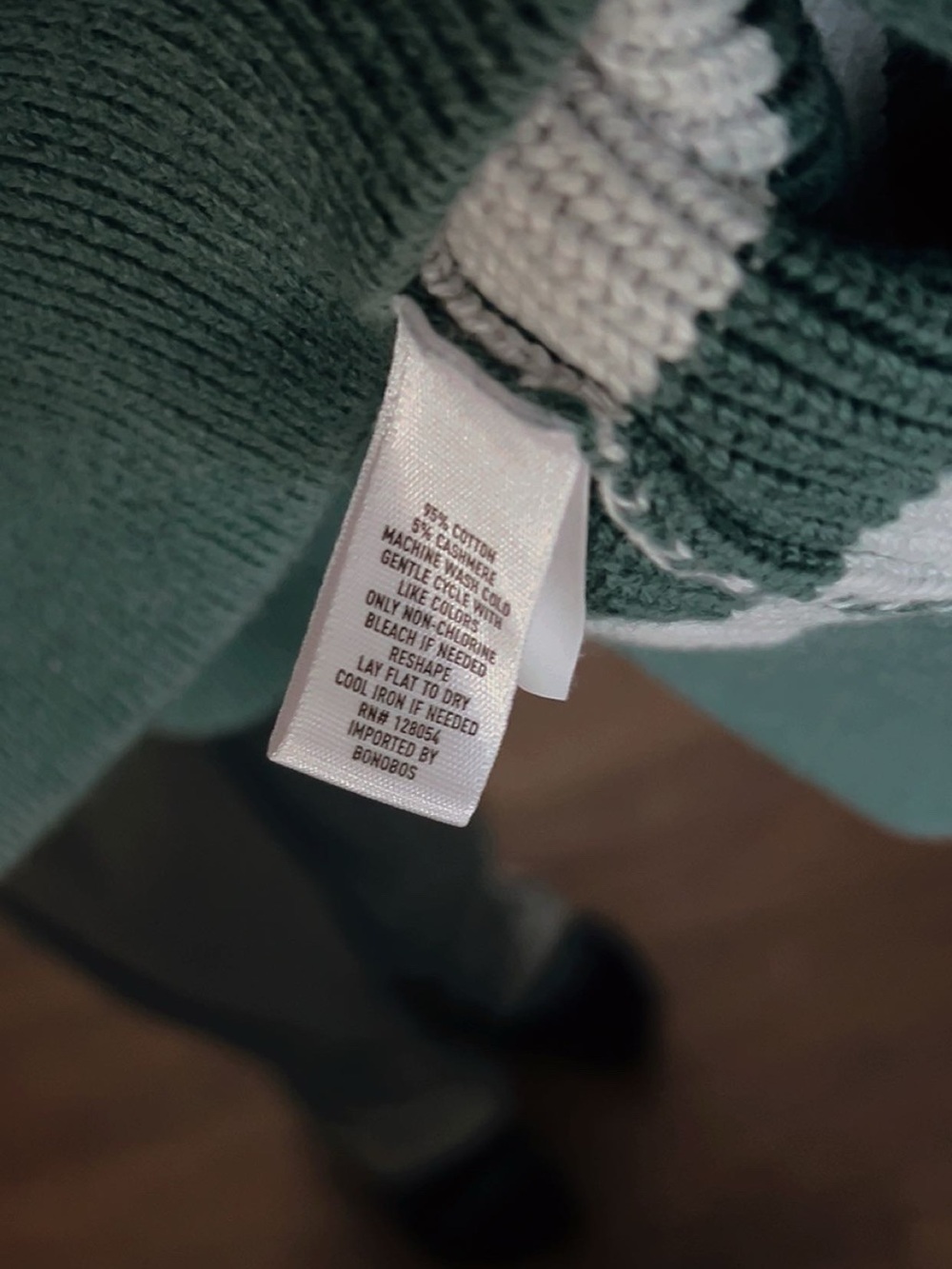 Bonobos Green & White Striped Ribbed Crewneck Sweater - Picture 3 of 4